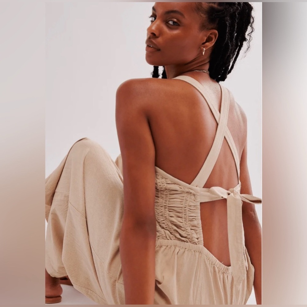 123. NWT Free People Forever Always Cotton Wide Leg Jumpsuit - Picture 3 of 10